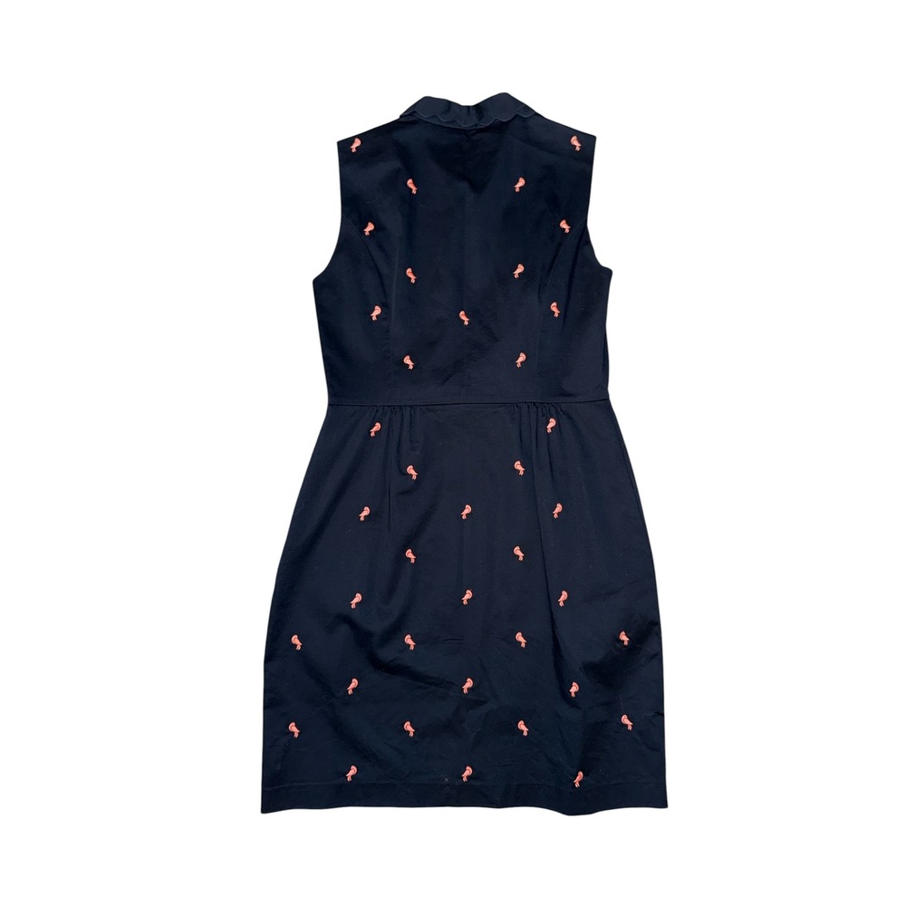 Brooks Brothers Dress Womens 10 Navy Blue Bird Embroidered Scallop Collar - Picture 2 of 7